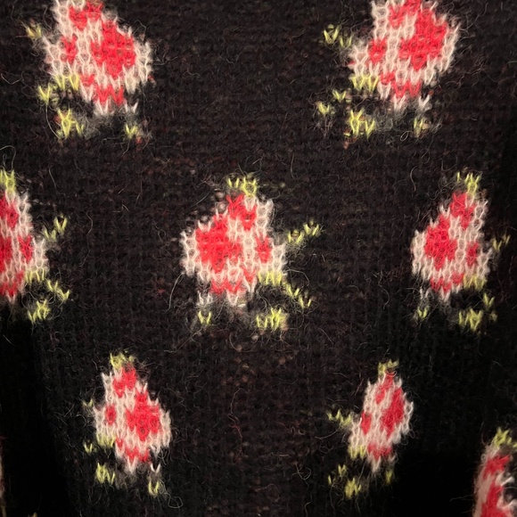 The Great. Size 2 MEDIUM CAROUSEL Black w/ roses cardigan sweater NEW NWT MINT!! - Picture 10 of 15
